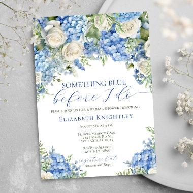 Elegant Something Blue Hydrangea Bridal Shower Invitations