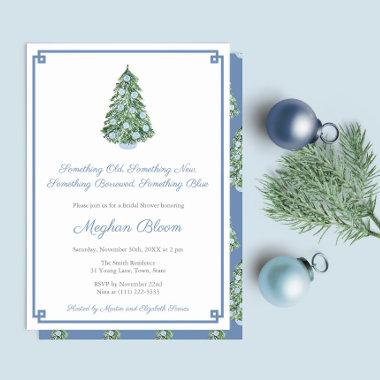 Elegant Something Blue Winter Bridal Shower Party Invitations