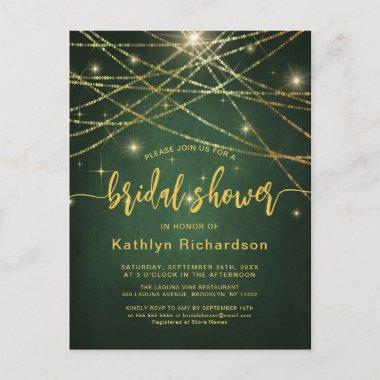 Elegant Sparkling Gold String Lights Bridal Shower Invitation PostInvitations