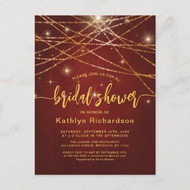 Elegant Sparkling Gold String Lights Bridal Shower Invitation PostInvitations