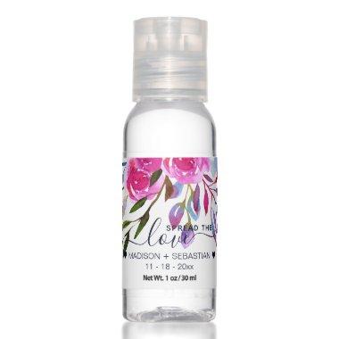 Elegant Spread The Love Pink Watercolor Floral Hand Sanitizer