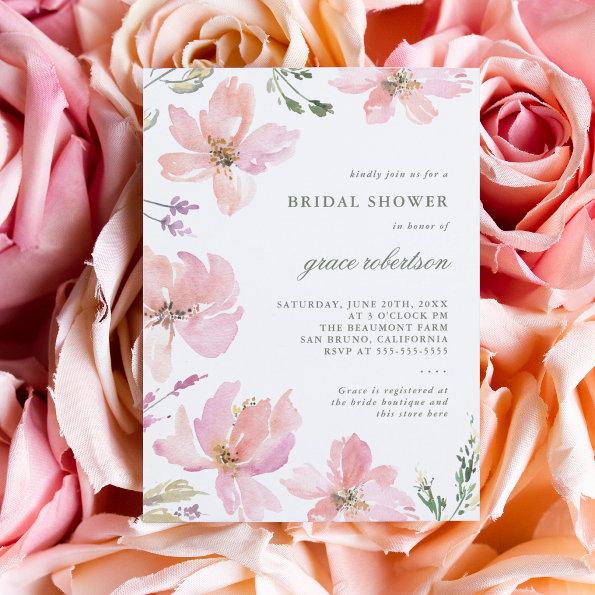 Elegant Spring Floral Watercolor Bridal Shower Invitations
