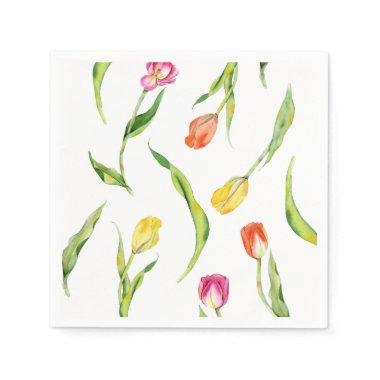 Elegant Spring Flower Tulip Bridal Shower Napkins