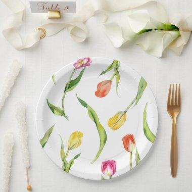 Elegant Spring Flower Tulip  Paper Plates