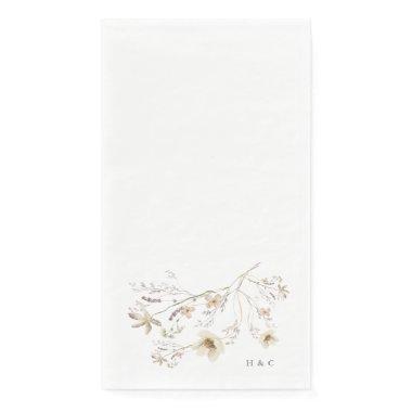 Elegant Spring Monogram Wildflower Wedding Paper Guest Towels