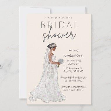 Elegant Spring Wedding Gown Bridal Shower Invitations