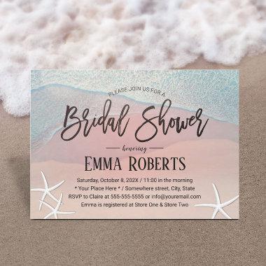 Elegant Starfish Beach Wedding Bridal Shower Invitations