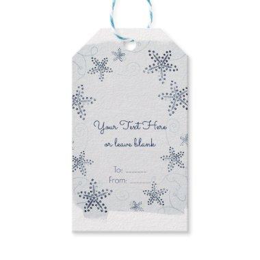 Elegant Starfish & Sequins Blue Beach Party Favor Gift Tags