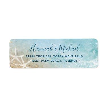 Elegant Starfish Watercolor Beach Return Address Label