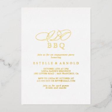 Elegant Stylish I Do BBQ Engagement Party Gold  Foil Invitations