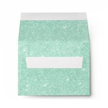 Elegant stylish mint green glitter envelope