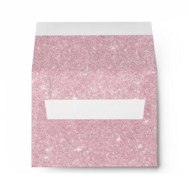Elegant stylish pink rose gold glitter envelope