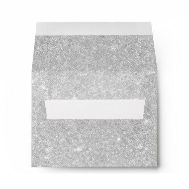 Elegant stylish silver glitter envelope