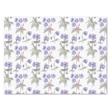 Elegant Stylish Watercolor Pastel Purple Flowers Tissue Paper
