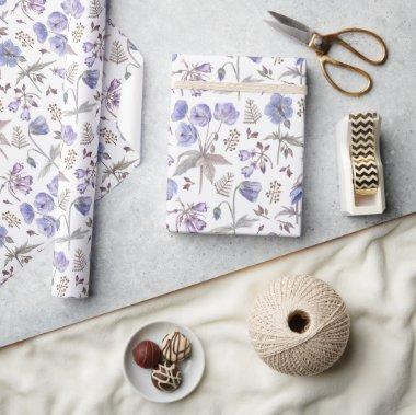 Elegant Stylish Watercolour Purple Wildflower Wrapping Paper