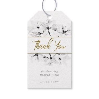 Elegant Stylish White Magnolias Gold Bridal Shower Gift Tags