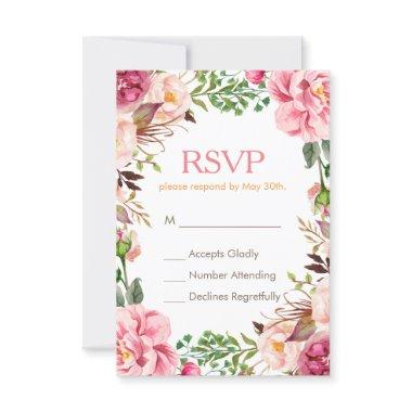 Elegant Subtle Chic Pink Floral RSVP Respond
