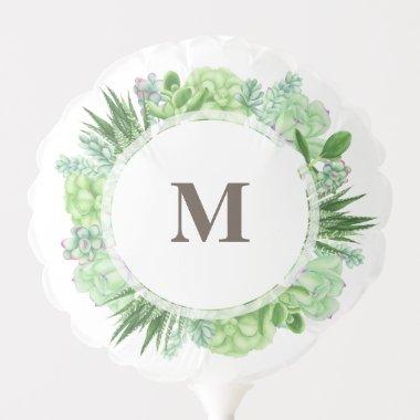 Elegant Succulent Wreath Monogram Balloon