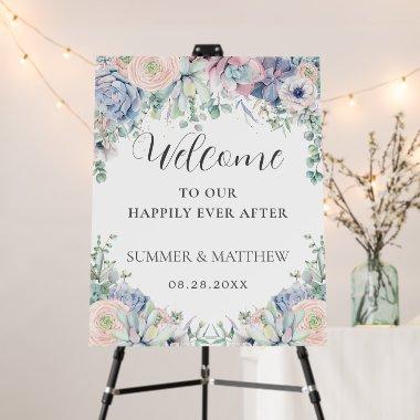 Elegant Succulents Blush Floral Wedding Welcome Foam Board