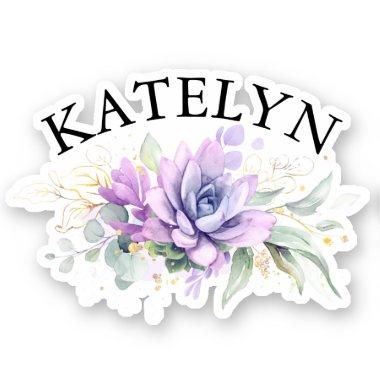 Elegant Succulents Greenery and Your Friends Name Sticker