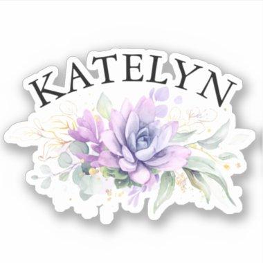 Elegant Succulents Greenery and Your Friends Name Sticker