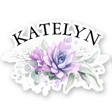 Elegant Succulents Greenery and Your Friends Name Sticker