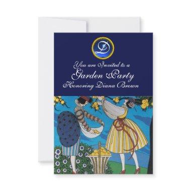 ELEGANT SUMMER GARDEN PARTY SAPPHIRE GEM MONOGRAM