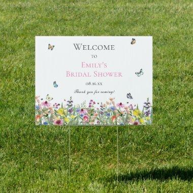 Elegant Summer Wildflower Bridal Shower Welcome Sign