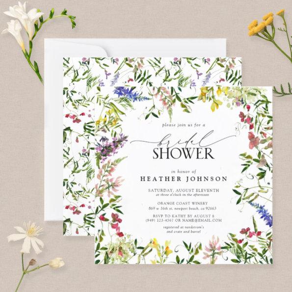 Elegant Summer Wildflower Floral Bridal Shower Invitations