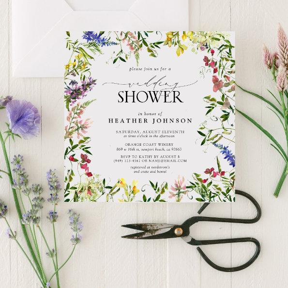 Elegant Summer Wildflower Floral Wedding Shower Invitations