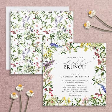 Elegant Summer Wildflower Watercolor Bridal Brunch Invitations