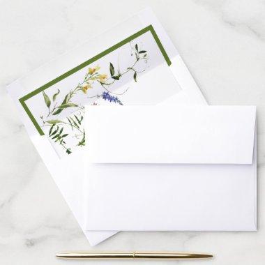 Elegant Summer Wildflower Watercolor Bridal Shower Envelope Liner
