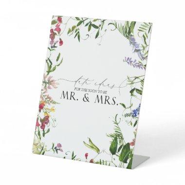 Elegant Summer Wildflower Watercolor Date Ideas Pedestal Sign