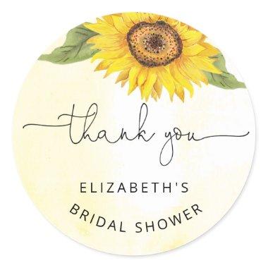 Elegant sunflower bridal shower classic round stic classic round sticker
