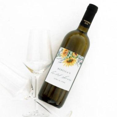 Elegant Sunflower Bridal Shower Wine Label