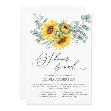 Elegant Sunflower Eucalyptus Bridal Shower by Mail Invitations