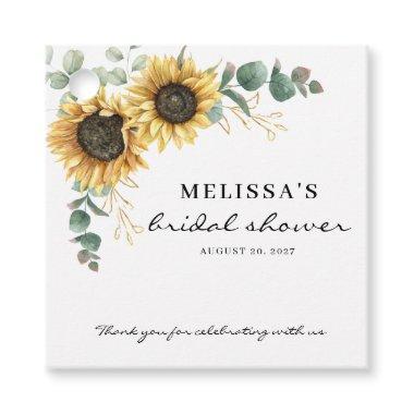 Elegant Sunflower Eucalyptus Floral Bridal Shower Favor Tags