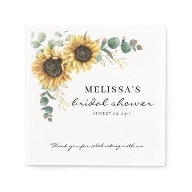 Elegant Sunflower Eucalyptus Floral  Napkins
