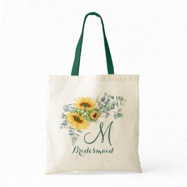 Elegant Sunflower Eucalyptus Rustic Bridesmaid Tote Bag