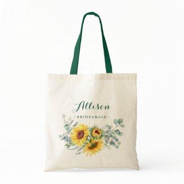 Elegant Sunflower Eucalyptus Rustic Bridesmaid Tote Bag