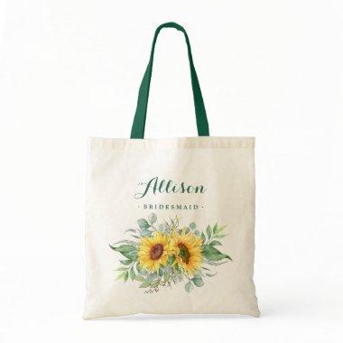 Elegant Sunflower Eucalyptus Rustic Bridesmaid Tote Bag