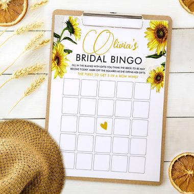 Elegant Sunflowers Bridal Shower Bingo Game Invitations