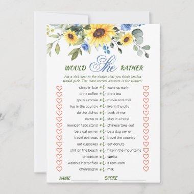 Elegant Sunflowers Bridal Shower Game Invitations