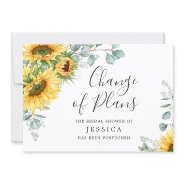 Elegant Sunflowers Change of Plans Bridal Shower Invitations