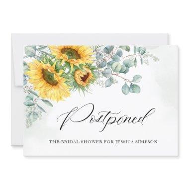 Elegant Sunflowers Change the Date Bridal Shower Invitations