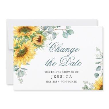 Elegant Sunflowers Change the Date Bridal Shower Invitations