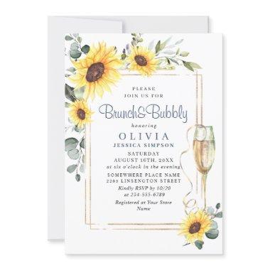 Elegant Sunflowers Eucalyptus Bridal Shower Invitations