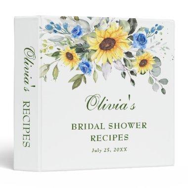 Elegant Sunflowers Eucalyptus Bridal Shower Recipe 3 Ring Binder