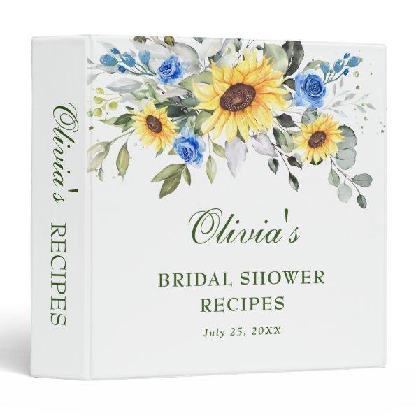 Elegant Sunflowers Eucalyptus Bridal Shower Recipe 3 Ring Binder