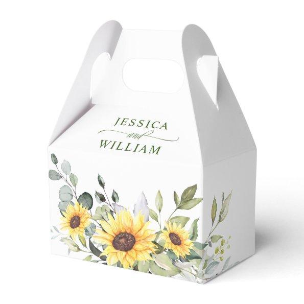 Elegant Sunflowers Eucalyptus Floral Gift Wedding Favor Box